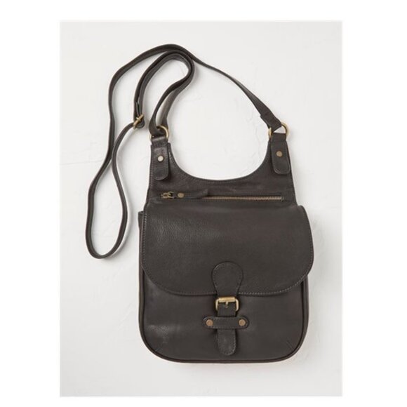 FatFace Anna Black Oiled Leather Crossbody Bag - Picture 1 of 2